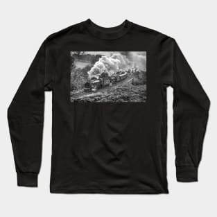 Locomotives the rain - Black and White Long Sleeve T-Shirt